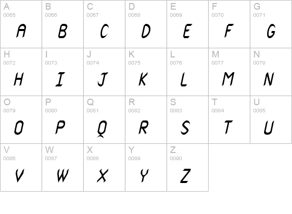 Spike-Condensed Italic uppercase A-Z preview