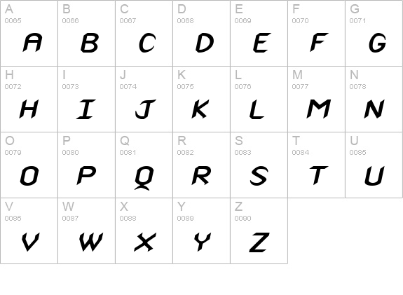 Spike-Extended Bold Italic uppercase A-Z preview