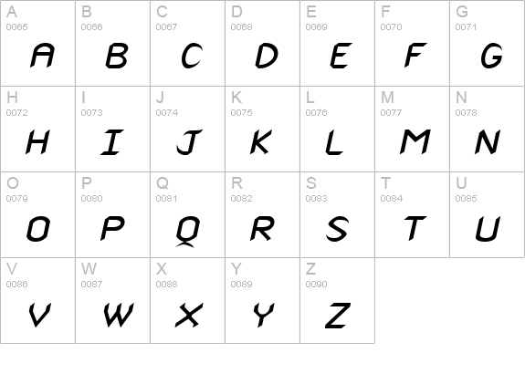 Spike-Extended Italic uppercase A-Z preview