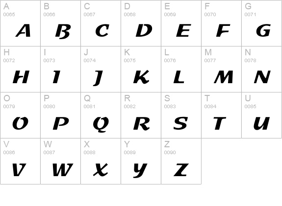 Splash uppercase A-Z preview