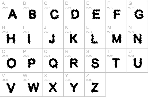 Splatz (BRK) uppercase A-Z preview