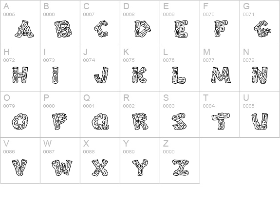 Splinters JL uppercase A-Z preview