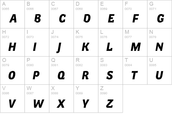 SpotkaBlack Italic uppercase A-Z preview