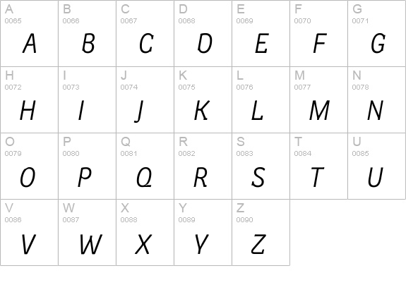 SpotkaRegular Italic uppercase A-Z preview