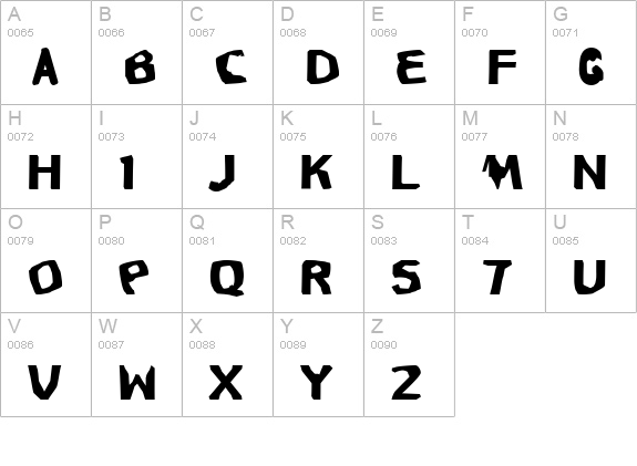 Spritad uppercase A-Z preview