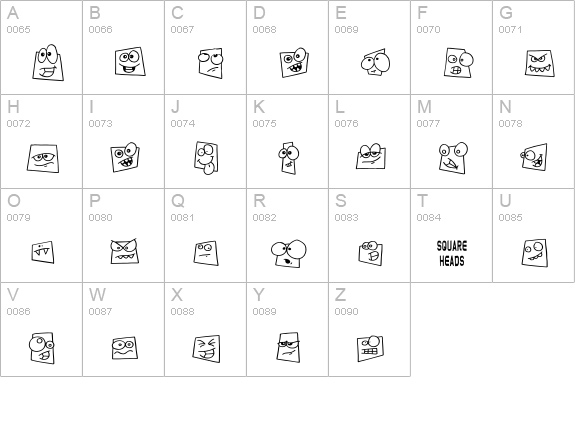 Squareheads uppercase A-Z preview