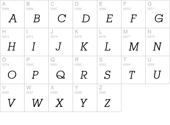 SquareSerif-Italic uppercase A-Z preview