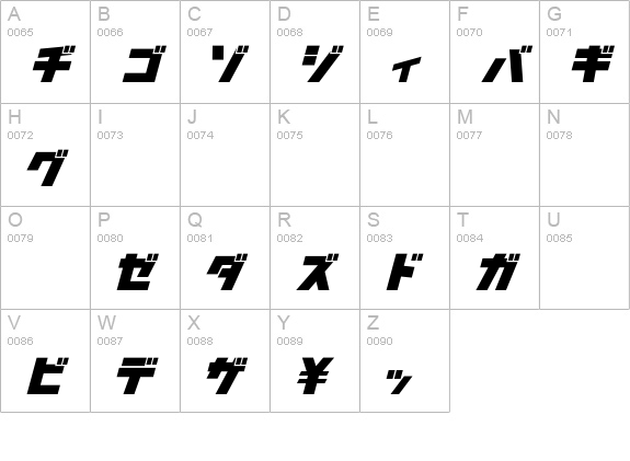SsTaitohSquare-Katakana uppercase A-Z preview