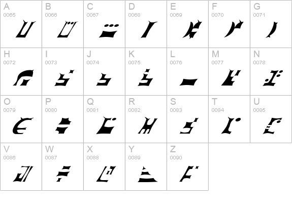 ST semi-canon Gothic Ferengi uppercase A-Z preview
