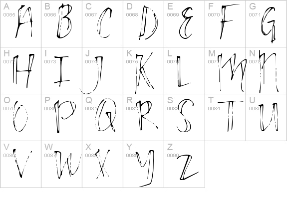Stabby Penguin White uppercase A-Z preview