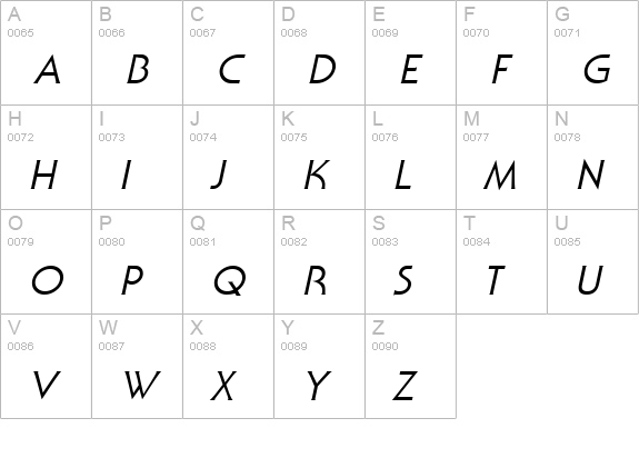 Staid Gothic Italic uppercase A-Z preview