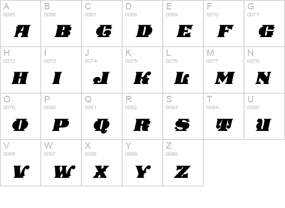 Stampede Italic uppercase A-Z preview