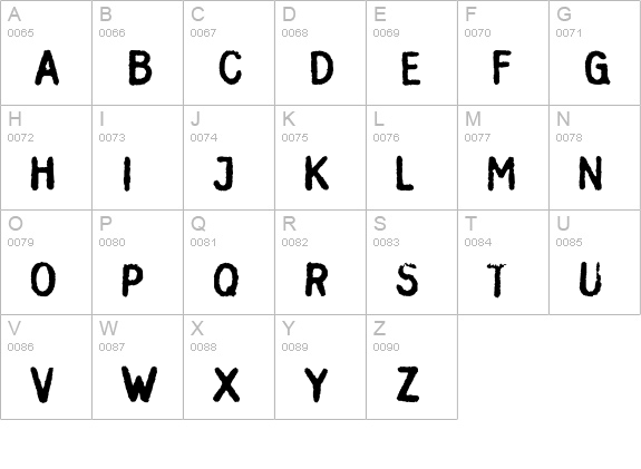 StampGothic uppercase A-Z preview