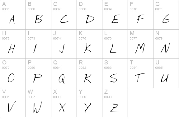 Stan's Hand uppercase A-Z preview