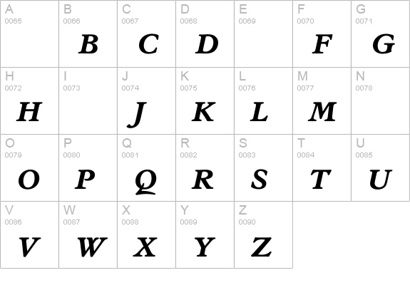 StanhopeBoldItalic uppercase A-Z preview
