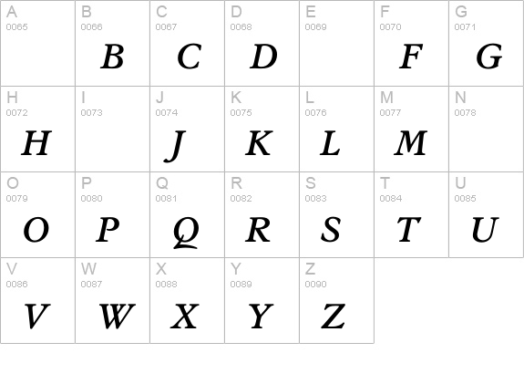StanhopeMediumItalic uppercase A-Z preview