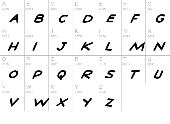 StanLee-BoldItalic uppercase A-Z preview