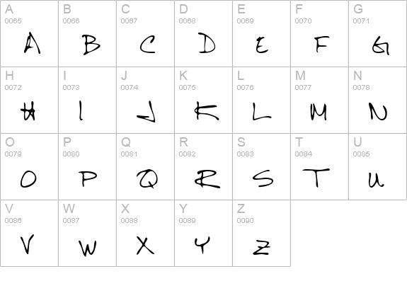 StanleysHand Regular uppercase A-Z preview