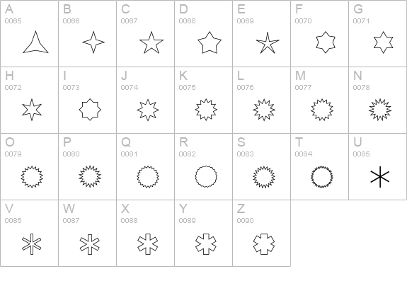 StarburstFont uppercase A-Z preview