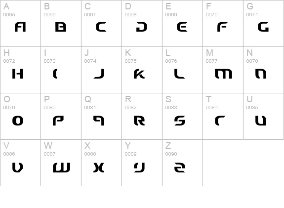 Starfighter Cadet uppercase A-Z preview