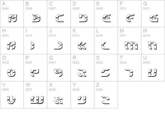 Starfighter Shadow uppercase A-Z preview