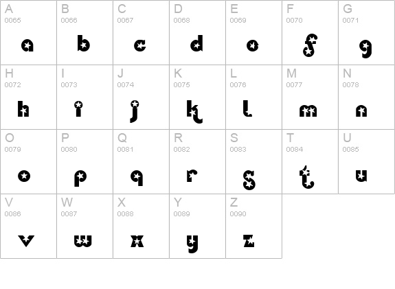 Stars Normal uppercase A-Z preview