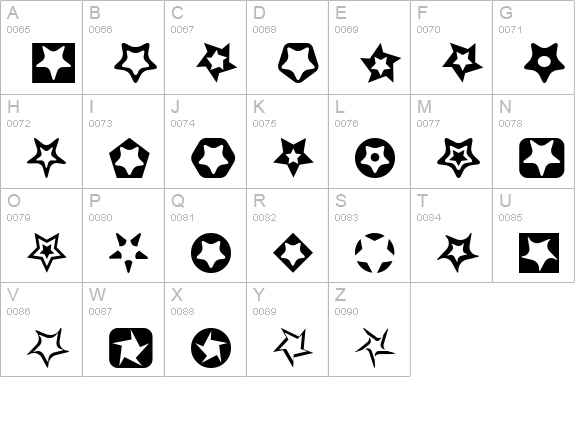 Stars for 3D FX uppercase A-Z preview