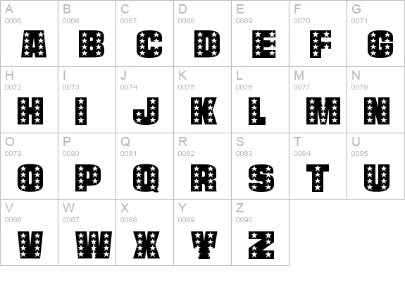 Stars Regular uppercase A-Z preview