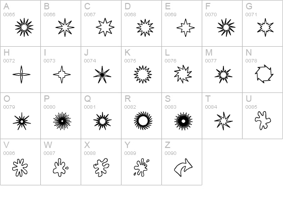 Stars splats & arrows uppercase A-Z preview