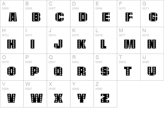 StarsCaps uppercase A-Z preview