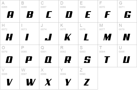 SteadfastOblique uppercase A-Z preview