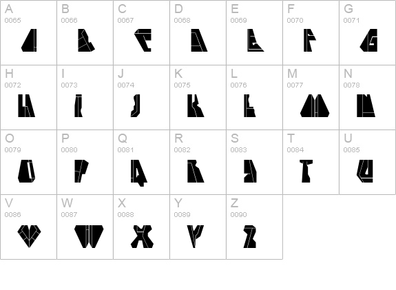 Stealth-Plane uppercase A-Z preview