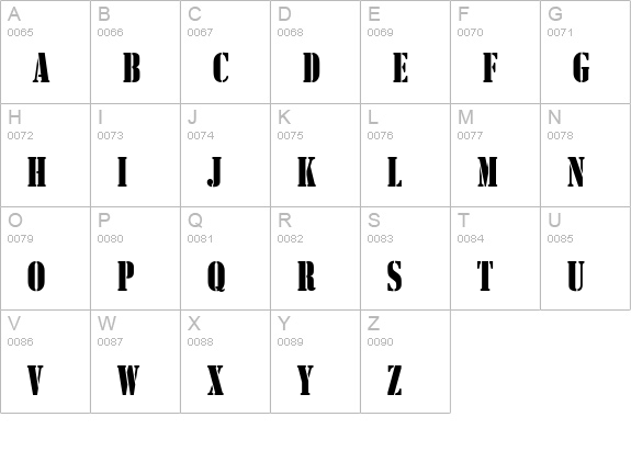 StencilComD uppercase A-Z preview