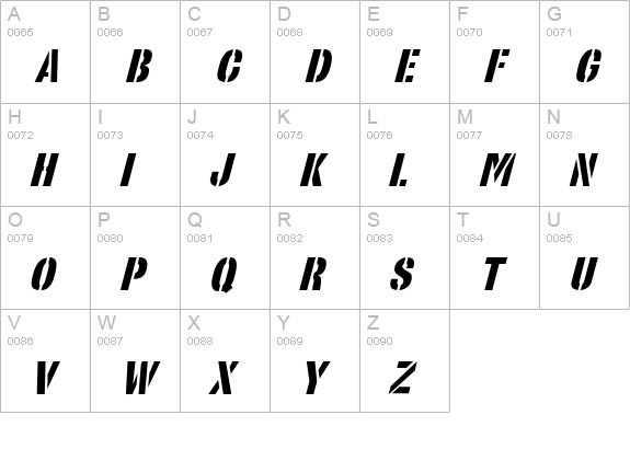 StencilSans Bold Italic uppercase A-Z preview