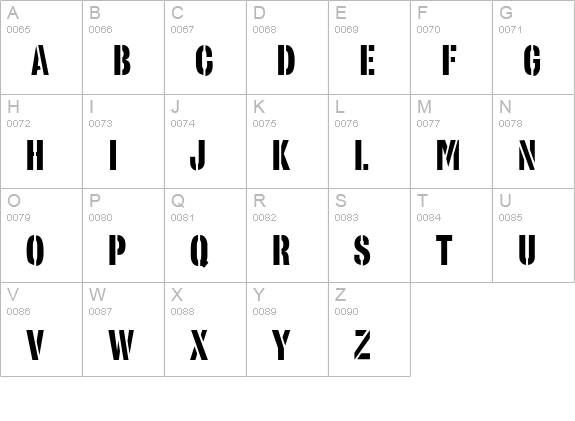 StencilSans Regular uppercase A-Z preview