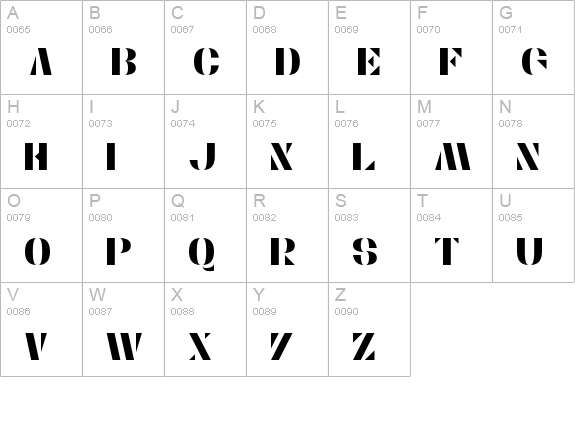 Stencylette uppercase A-Z preview
