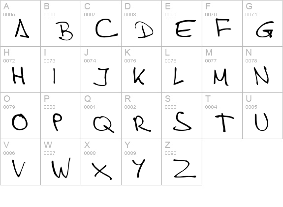 SteveHand uppercase A-Z preview