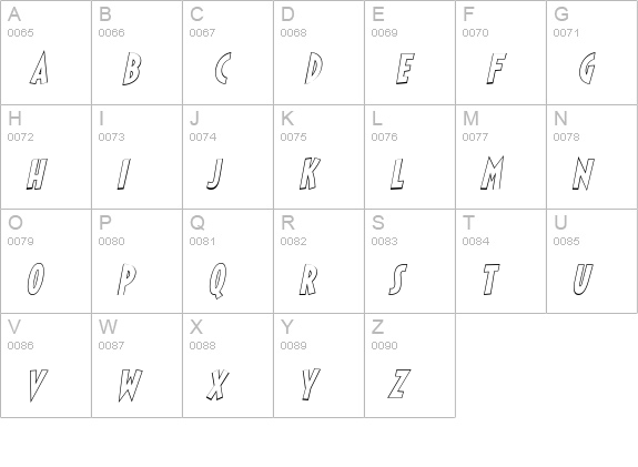 Sticky Moula BTN Outline Oblique uppercase A-Z preview