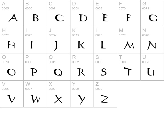 Stiltedman  uppercase A-Z preview
