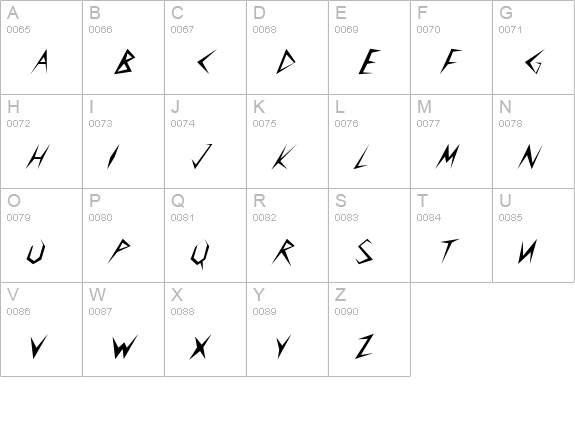 StingerLightSkewed Regular uppercase A-Z preview
