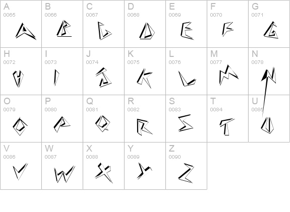 StingerShadow uppercase A-Z preview
