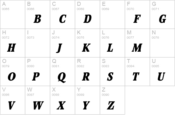 StirlingExtraBoldItalic uppercase A-Z preview