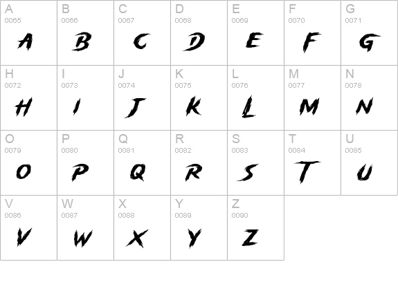 Storm Gust - Horror Font uppercase A-Z preview
