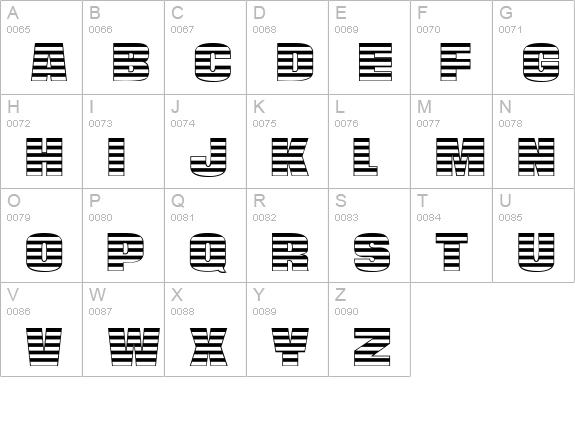 StriperCaps uppercase A-Z preview
