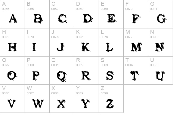 Struck Dead uppercase A-Z preview