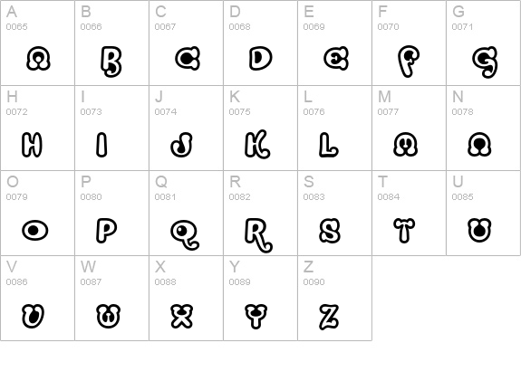 Strumpf Open uppercase A-Z preview