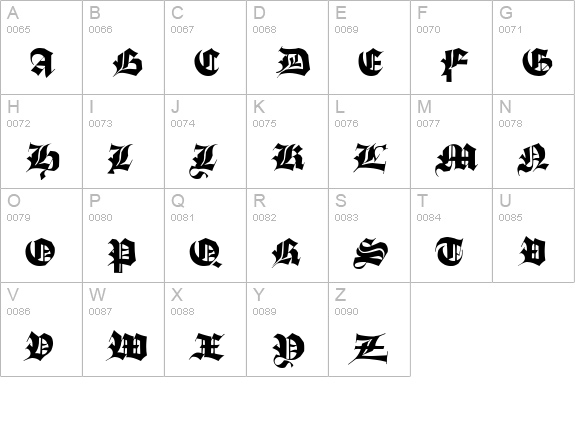 Stuttgart Gothic Demo uppercase A-Z preview