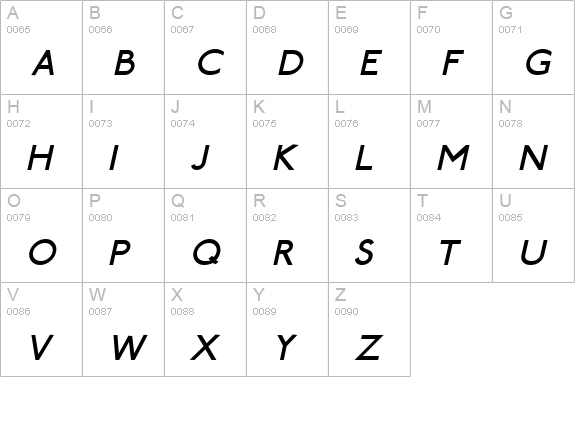 SubwayLondon Italic uppercase A-Z preview
