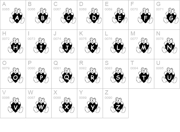 Summer's BearHearts uppercase A-Z preview