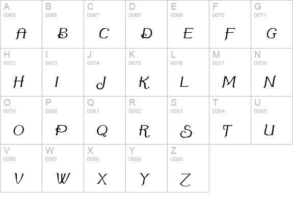 Summertime Oblique uppercase A-Z preview